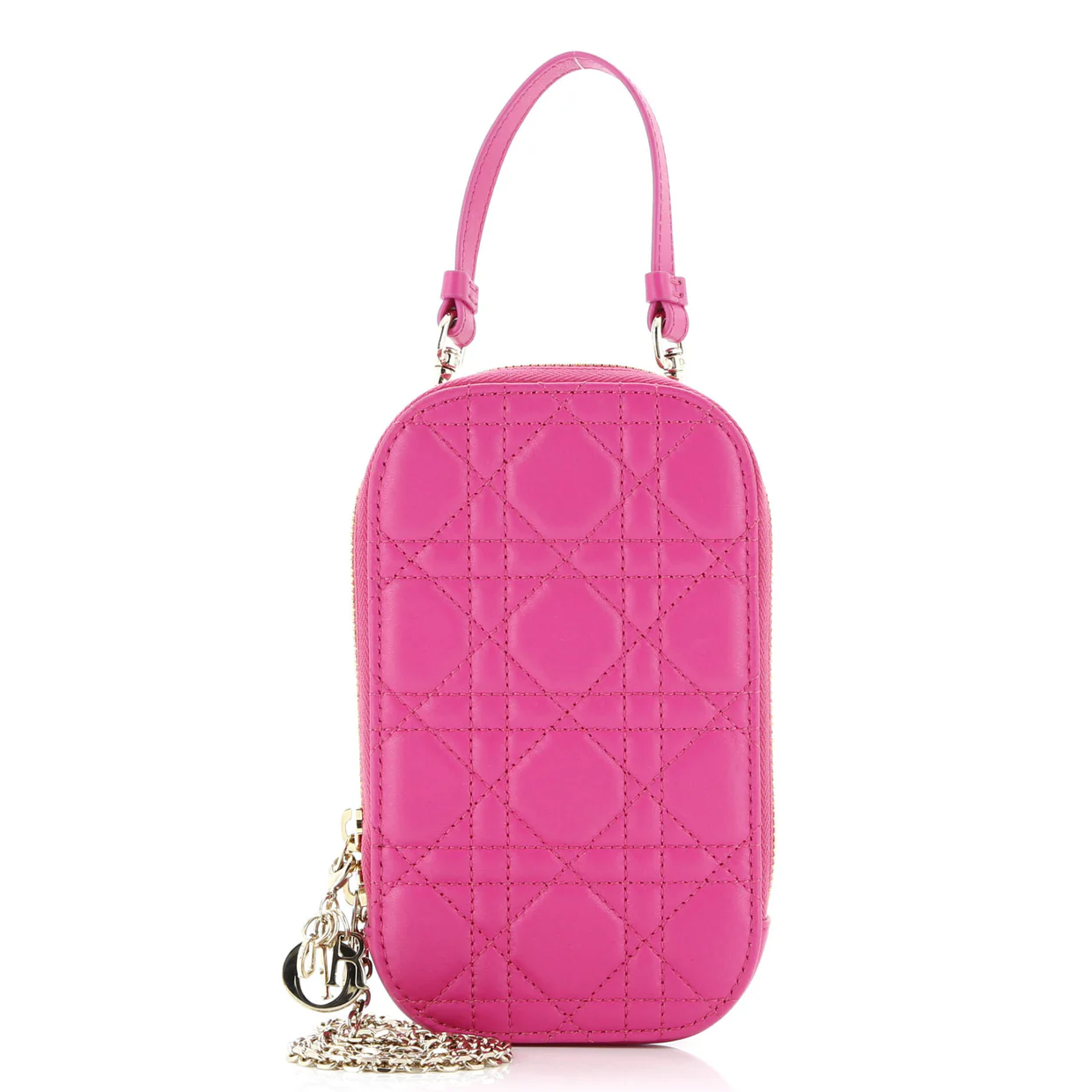 Lady Dior Phone Holder on Chain Cannage Quilt Lambskin - Deep Luxury