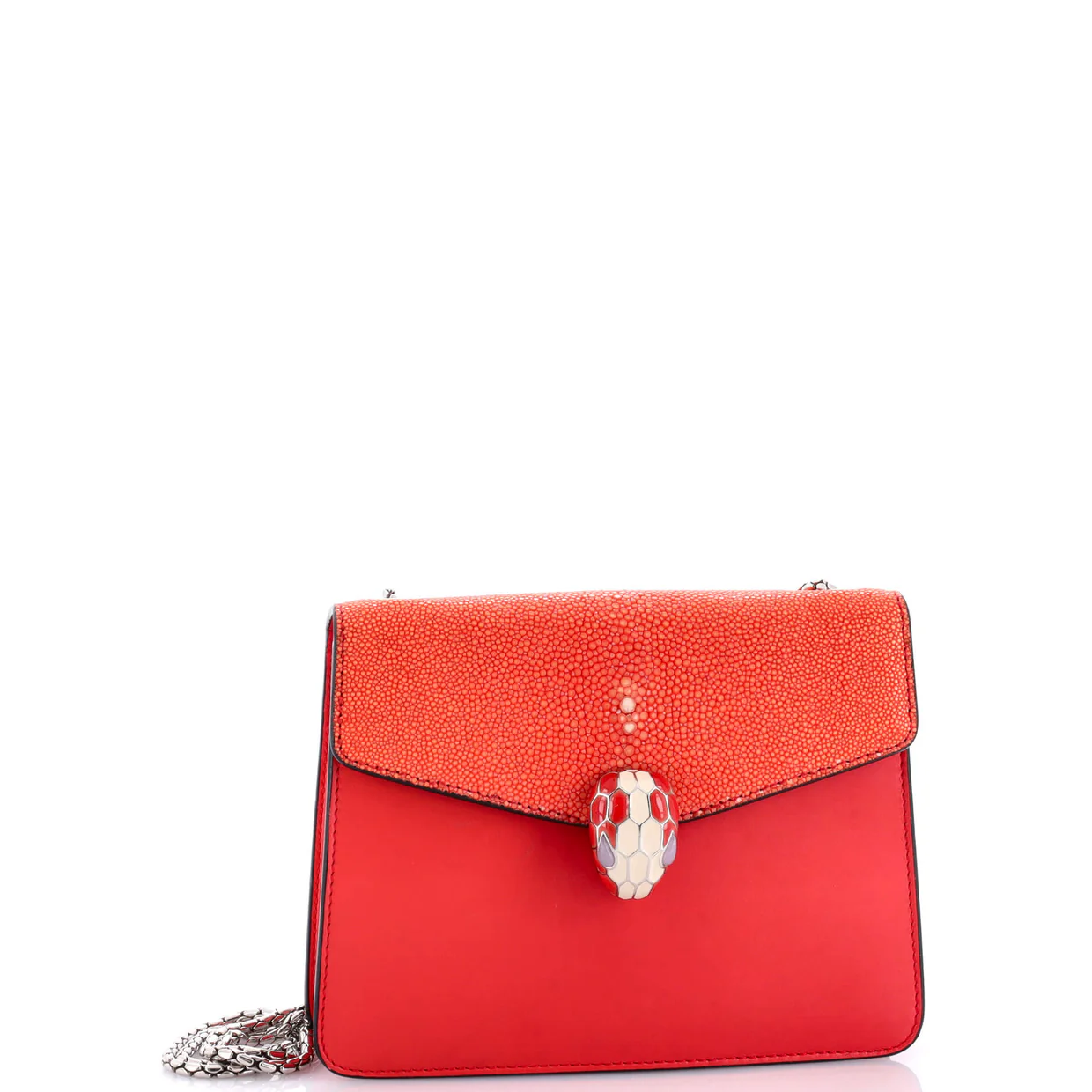 Serpenti Forever Square Shoulder Bag Leather and Stingray Small - Deep Luxury
