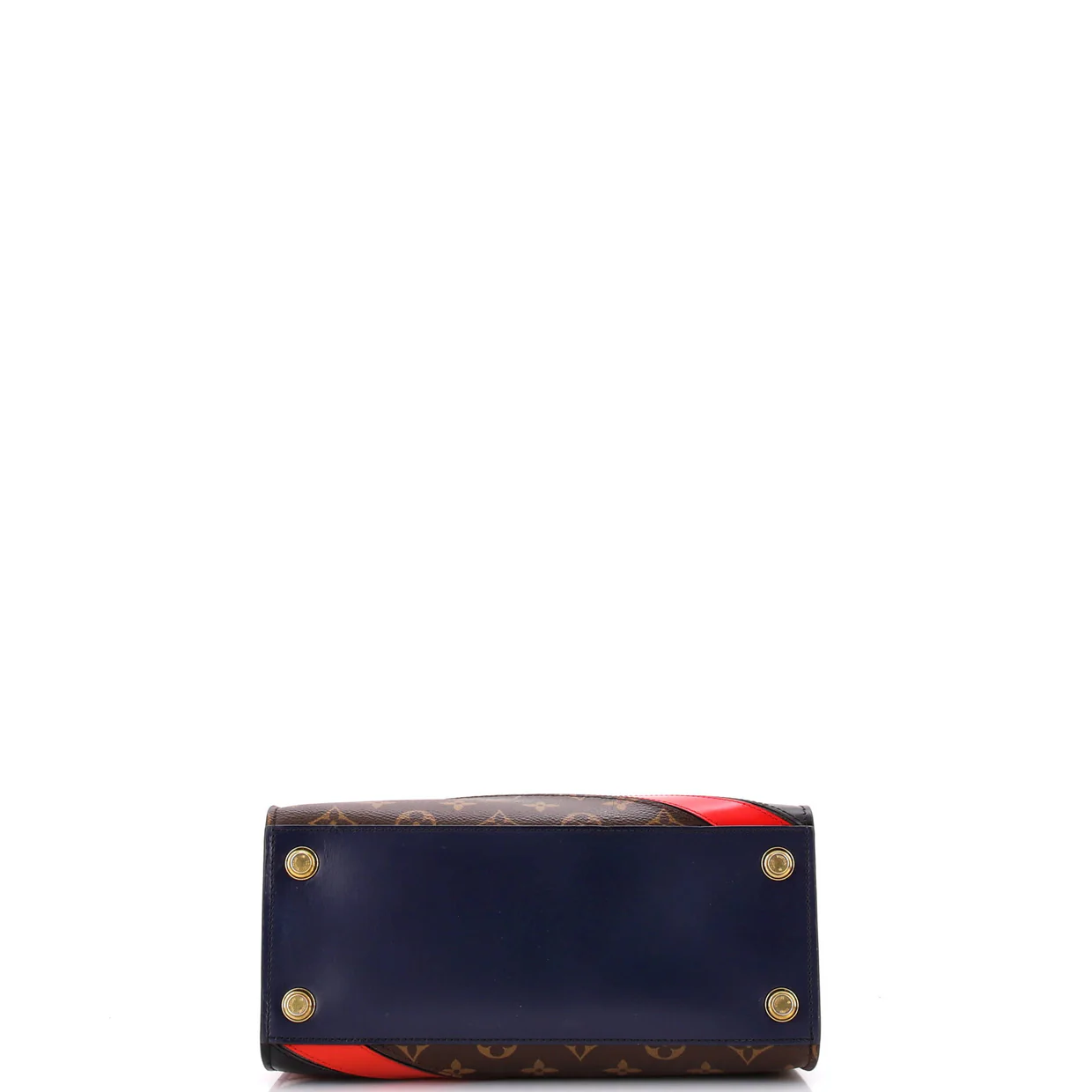 City Steamer Handbag Limited Edition Striped Leather with Monogram Canvas PM - Deep Luxury