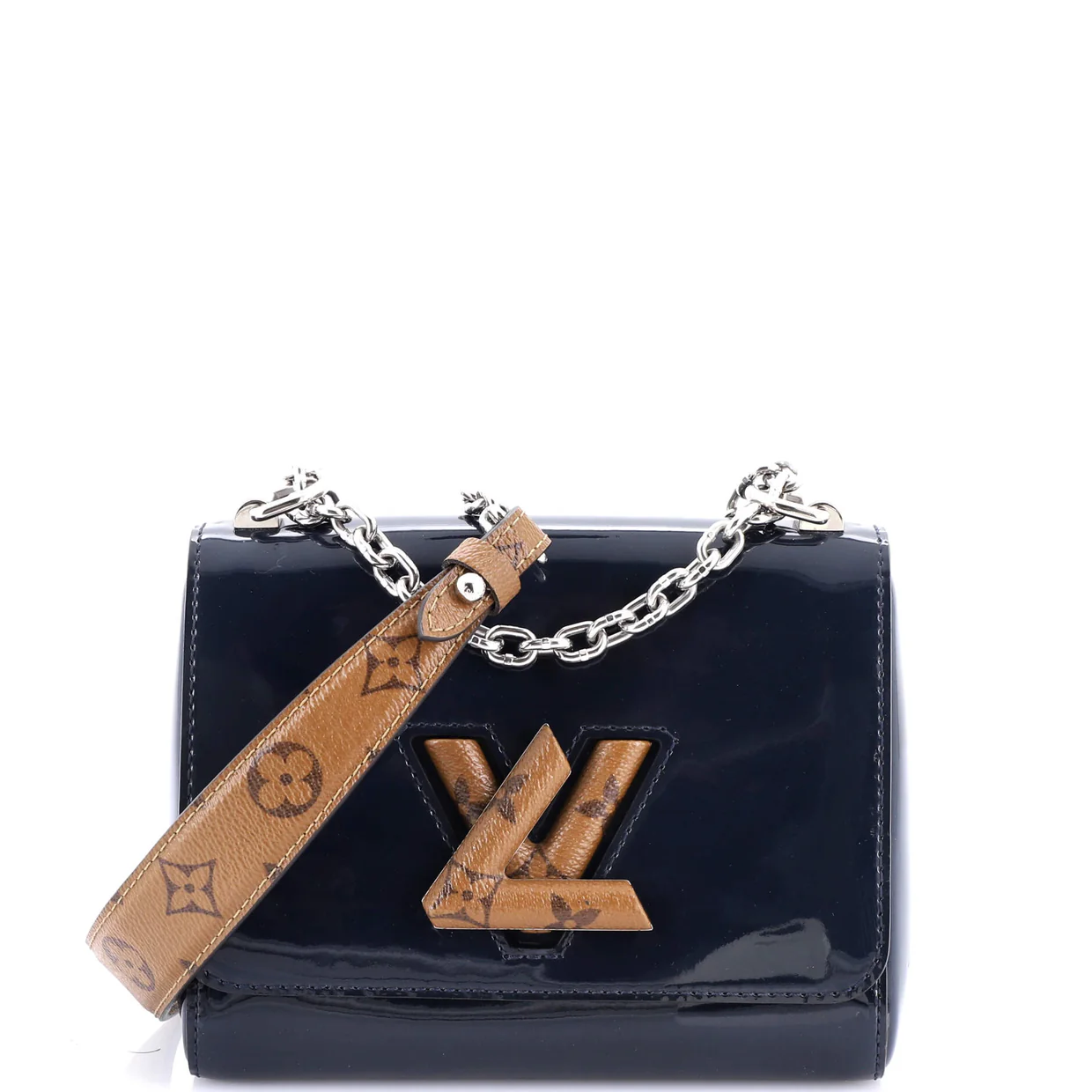 Twist Handbag Vernis with Monogram Canvas PM - Deep Luxury