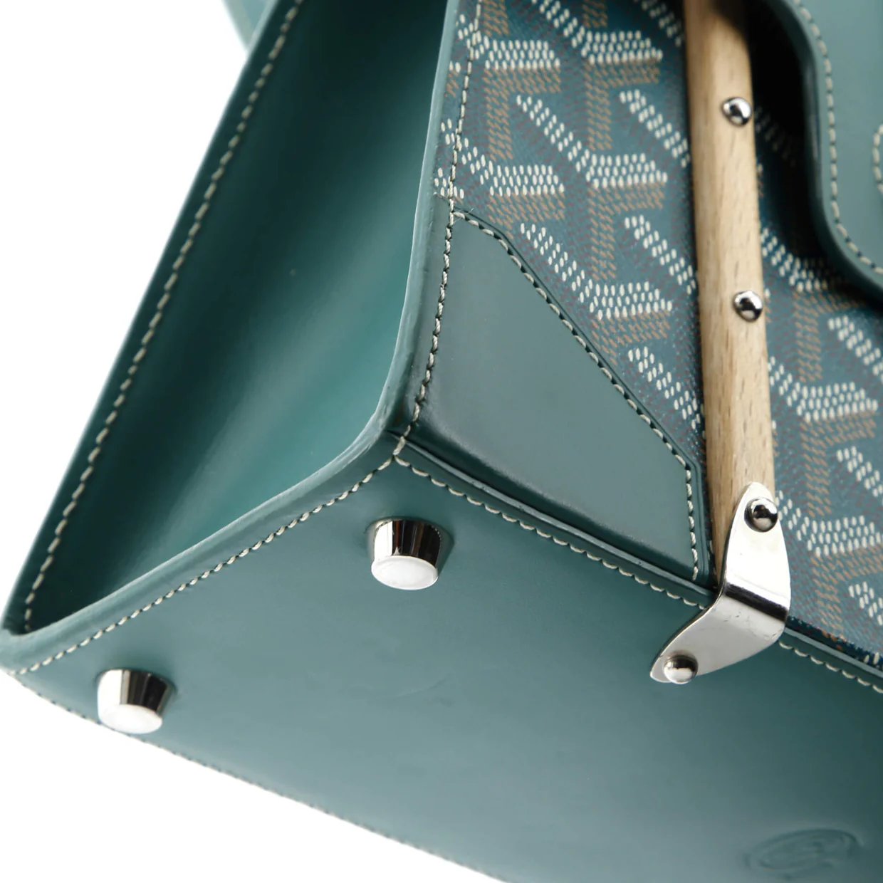 Structured Saigon Top Handle Bag Coated Canvas with Leather Mini - Deep Luxury