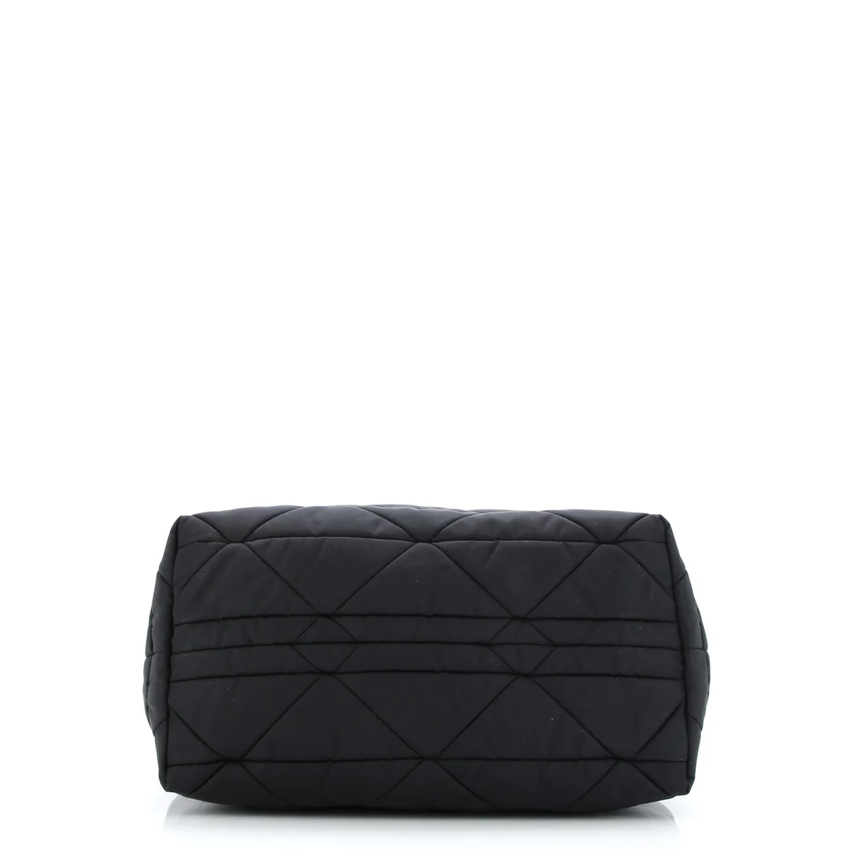 Padded Tote Bag Quilted Re-Nylon with Leather Medium - Deep Luxury
