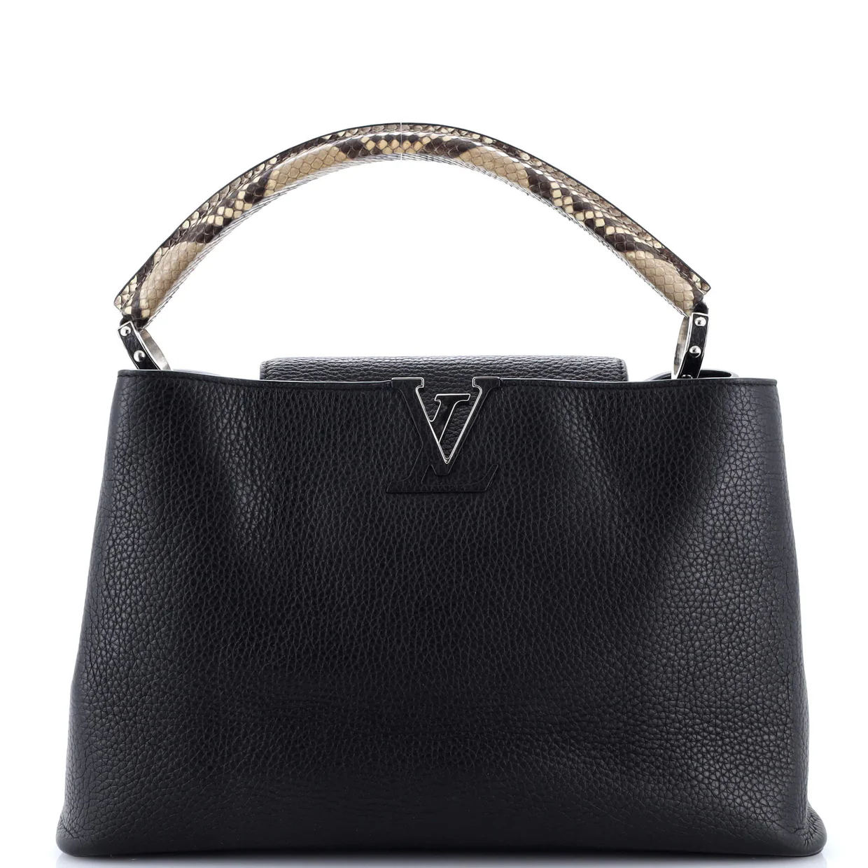 Capucines Bag Leather with Python MM - Deep Luxury