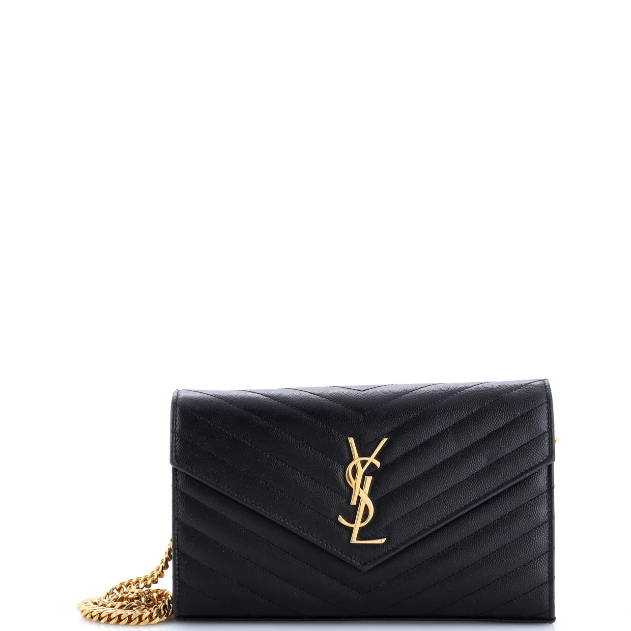 Classic Monogram Wallet on Chain Matelasse Chevron Leather Medium - Deep Luxury