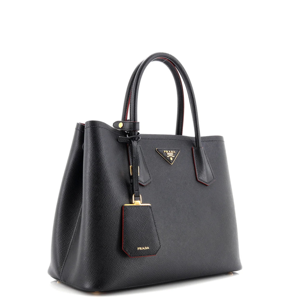 Cuir Double Tote Saffiano Leather Medium - Deep Luxury