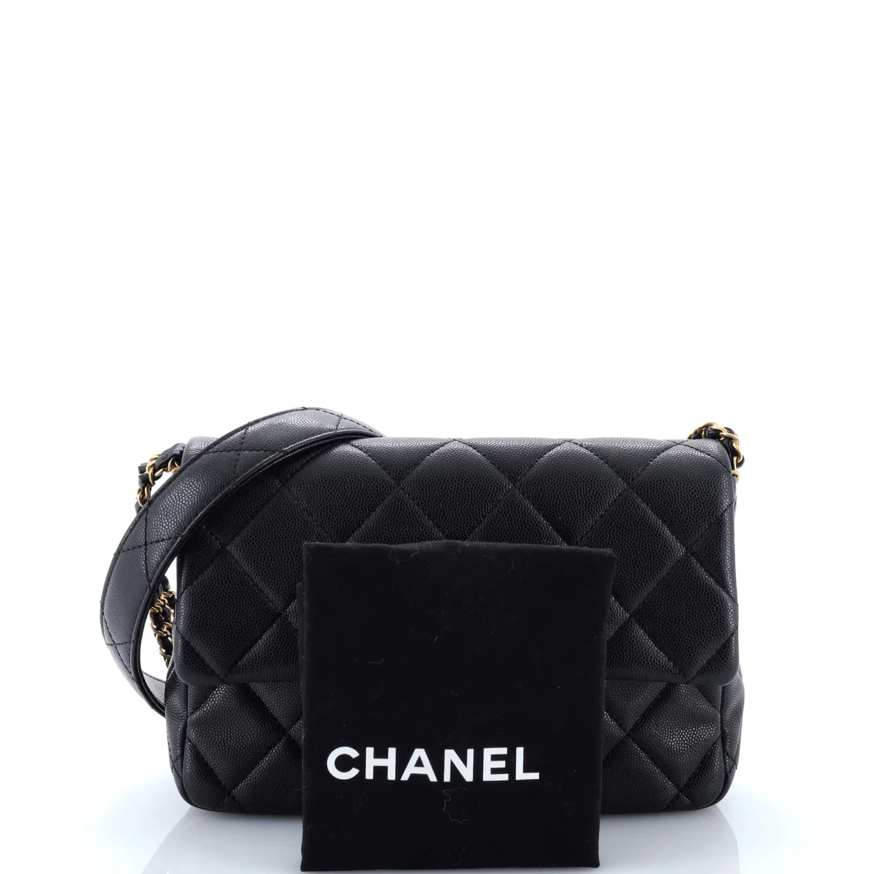 CC Triple Chain Flap Bag Quilted Caviar Small - Deep Luxury