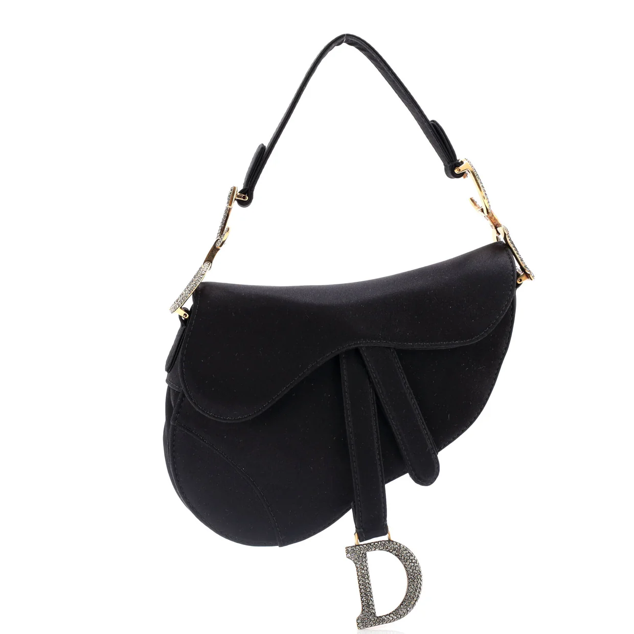 Saddle Handbag Satin with Crystals Mini - Deep Luxury