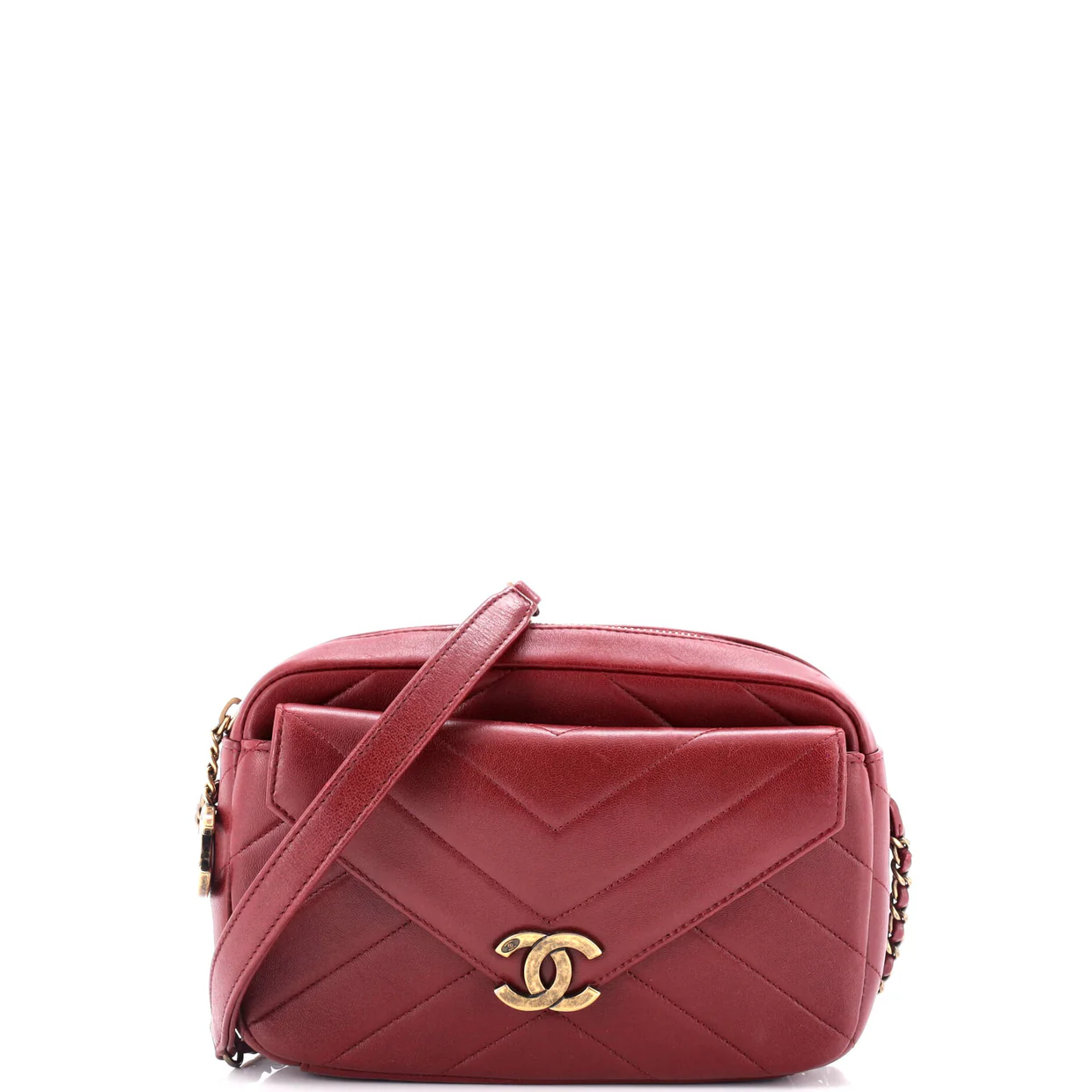 Coco Envelope Camera Case Bag Chevron Lambskin Small - Deep Luxury