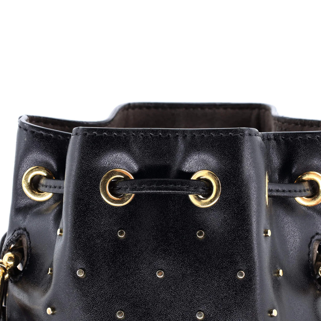 Mon Tresor Bucket Bag Studded Leather Mini - Deep Luxury