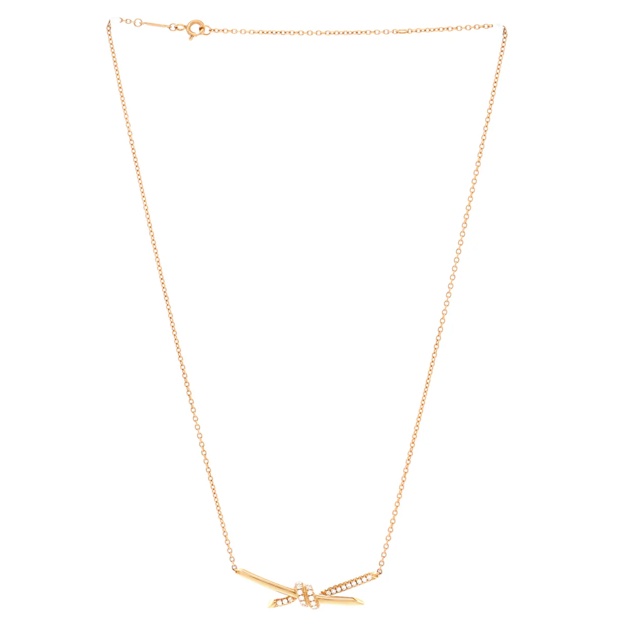 Knot Pendant Necklace 18K Rose Gold with Diamonds - Deep Luxury