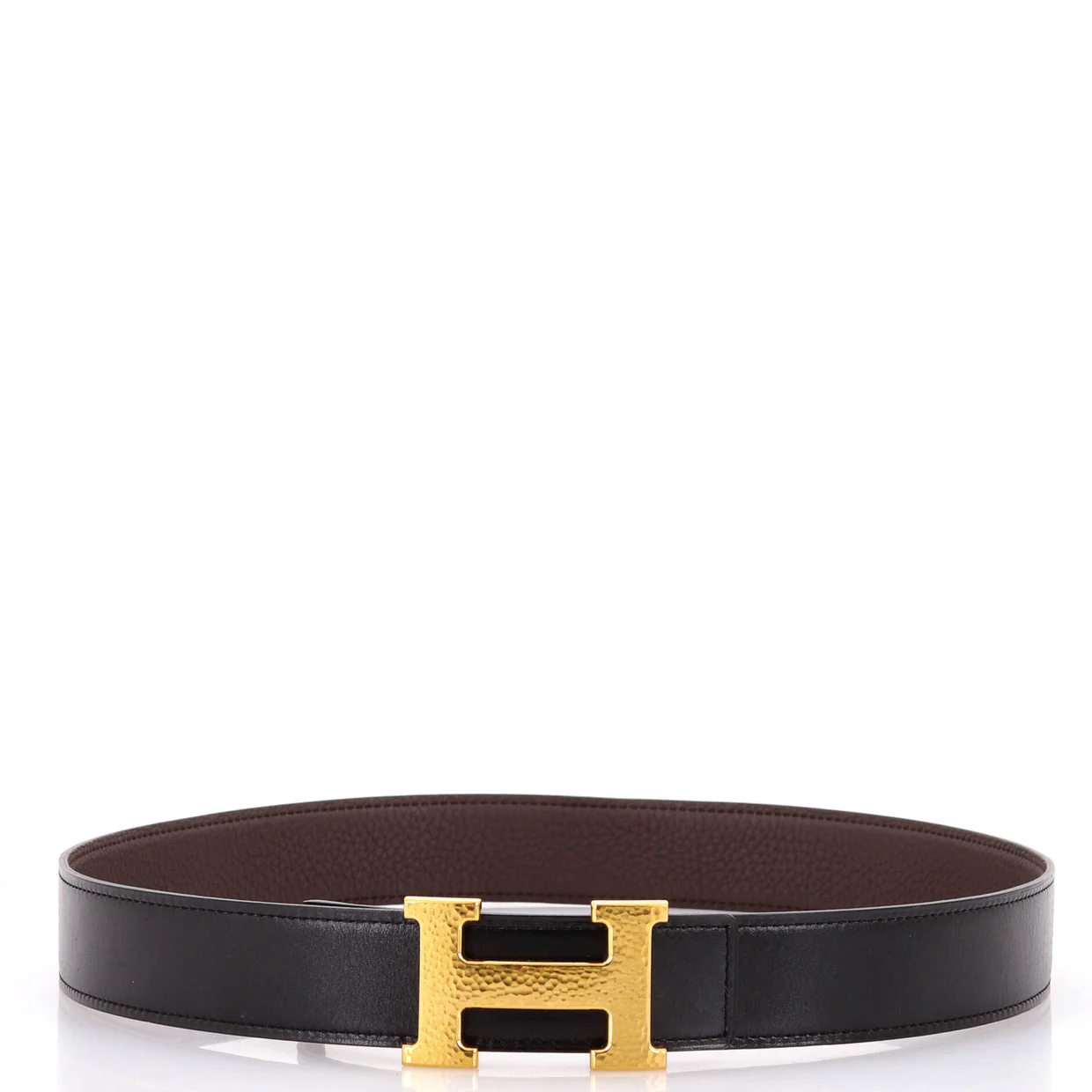 Constance Martelee H Reversible Belt Leather with Hammered Hardware Medium - Deep Luxury