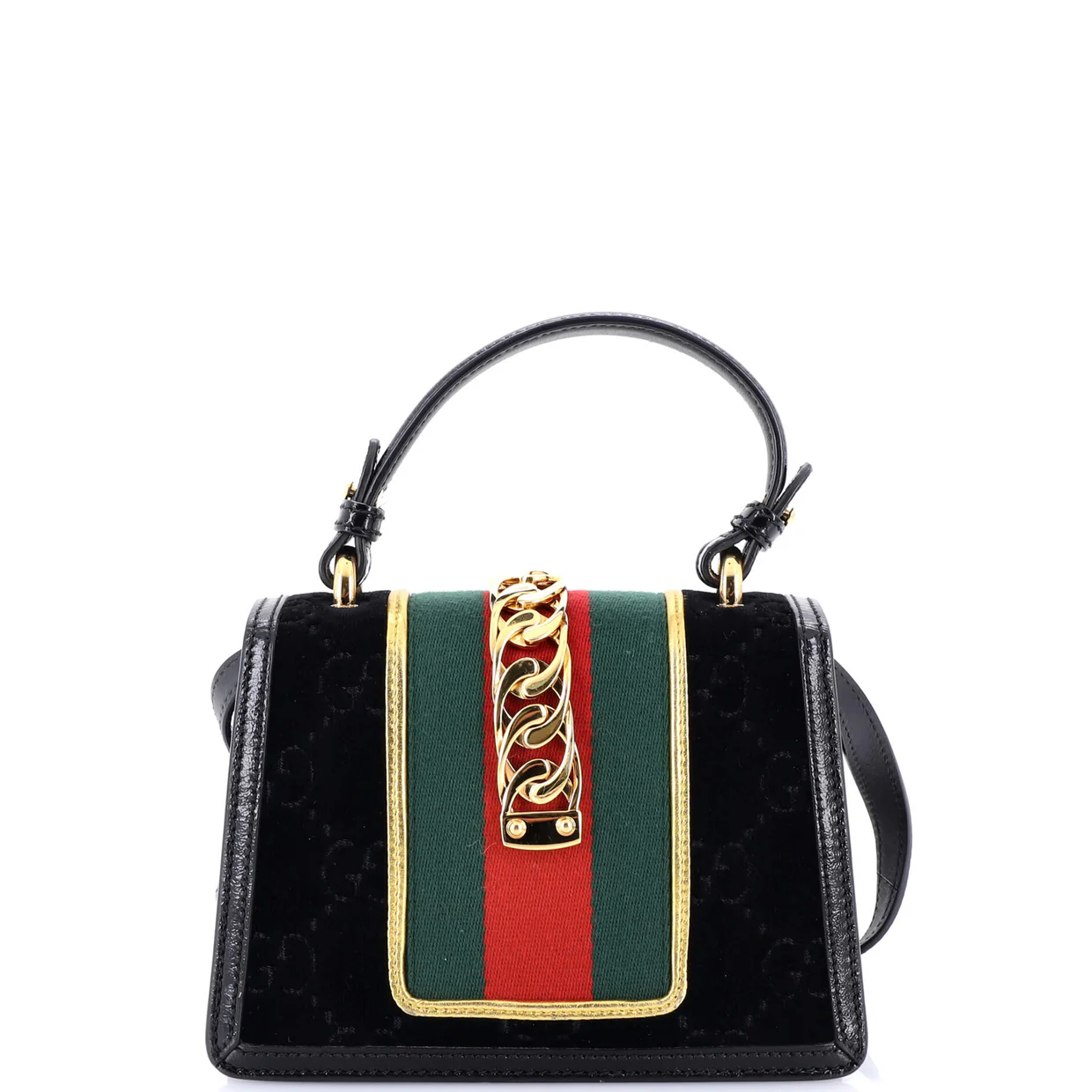 Sylvie Top Handle Bag GG Velvet Mini - Deep Luxury