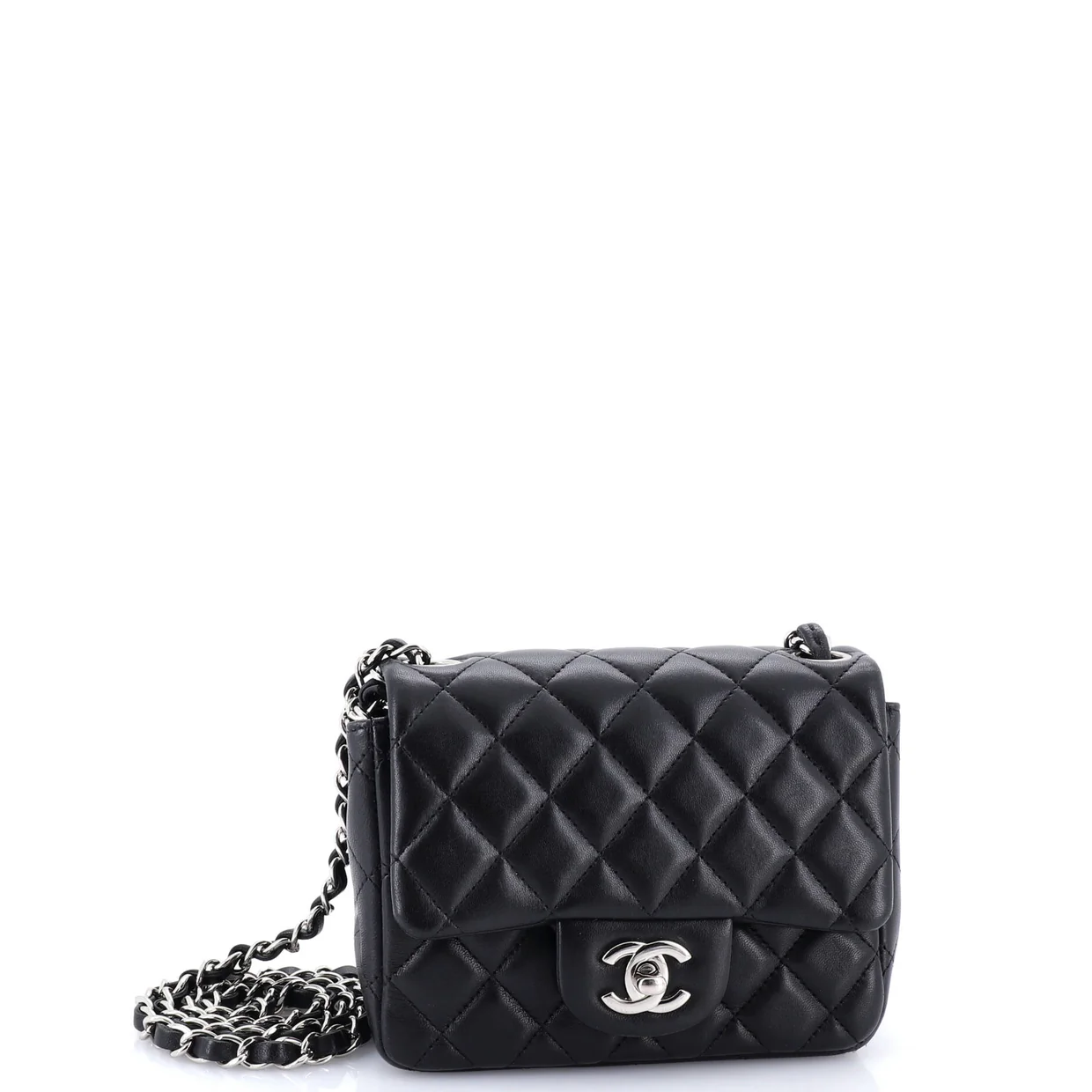 Square Classic Single Flap Bag Quilted Caviar Mini - Deep Luxury