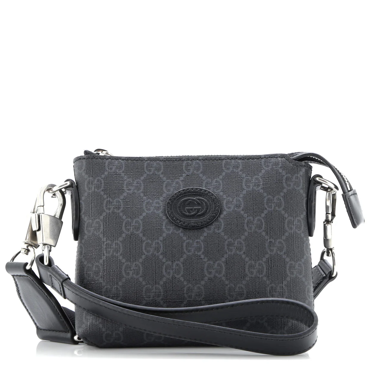 Interlocking G Patch Wristlet Messenger Bag GG Coated Canvas Mini - Deep Luxury