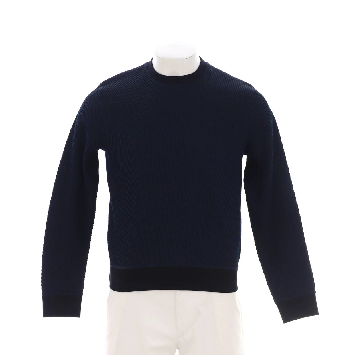 Men's Textured Crewneck Sweater Wool Blend - Deep Luxury