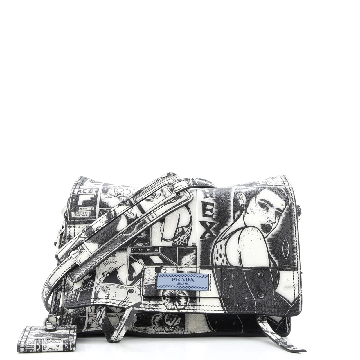 Etiquette Flap Bag Printed Leather Small - Deep Luxury