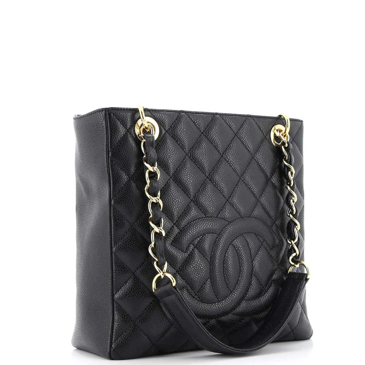 Petite Shopping Tote Quilted Caviar - Deep Luxury