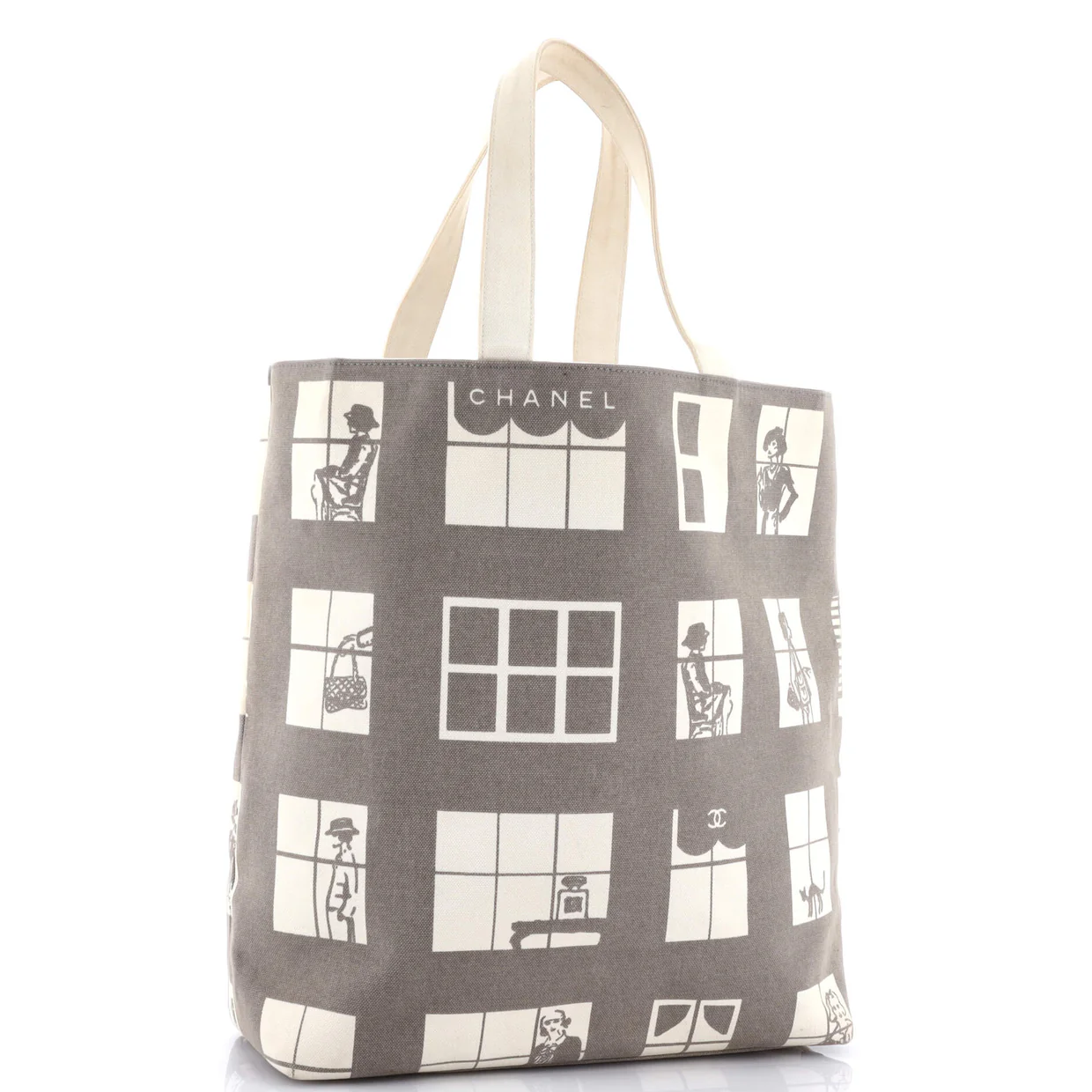 Coco Window Tote Printed Canvas Large - Deep Luxury