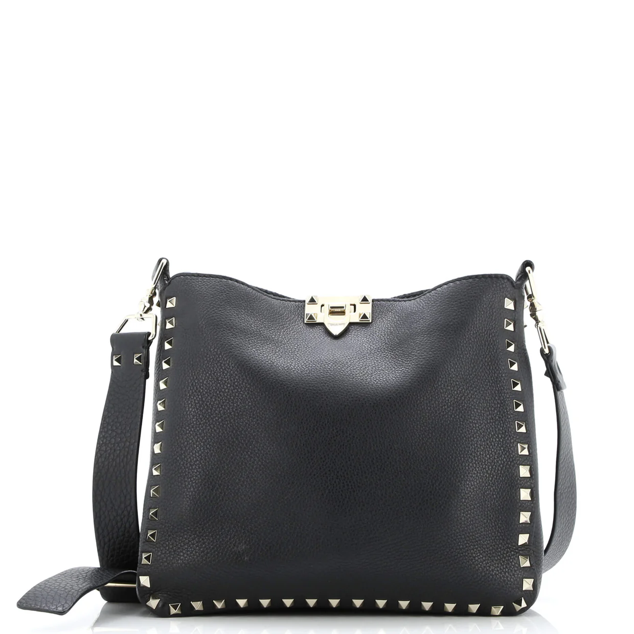 Rockstud Flip Lock Messenger Bag Leather Small - Deep Luxury