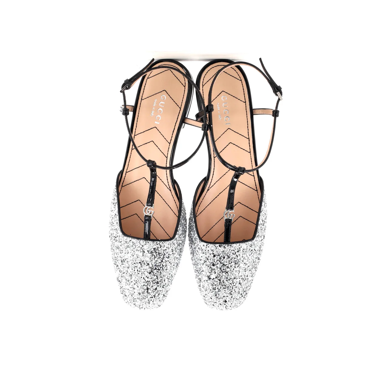 Women's GG Slingback Flats Glitter and Patent - Deep Luxury