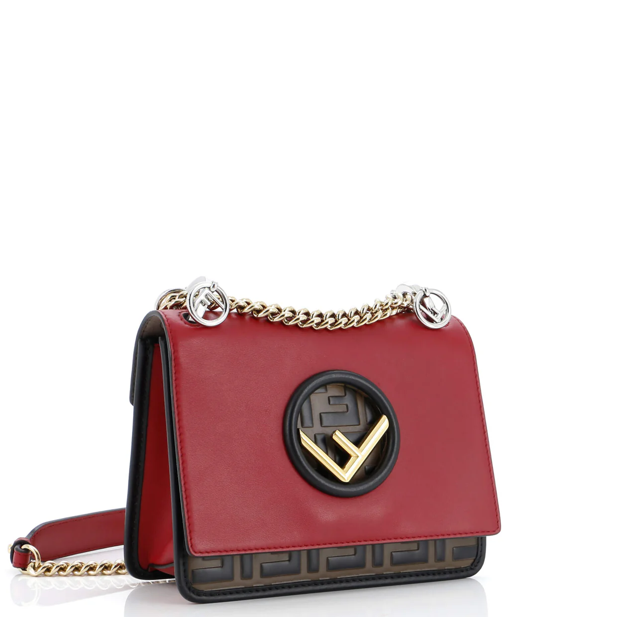 Kan I F Shoulder Bag Leather with Zucca Embossed Detail Small - Deep Luxury