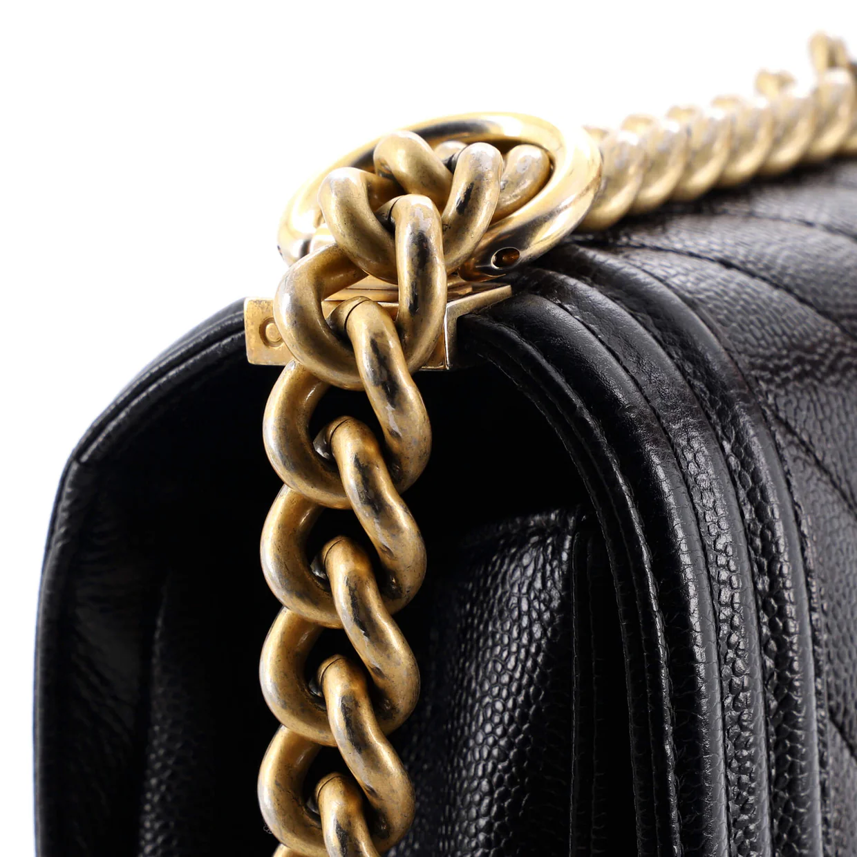 Boy Flap Bag Chevron Caviar New Medium - Deep Luxury