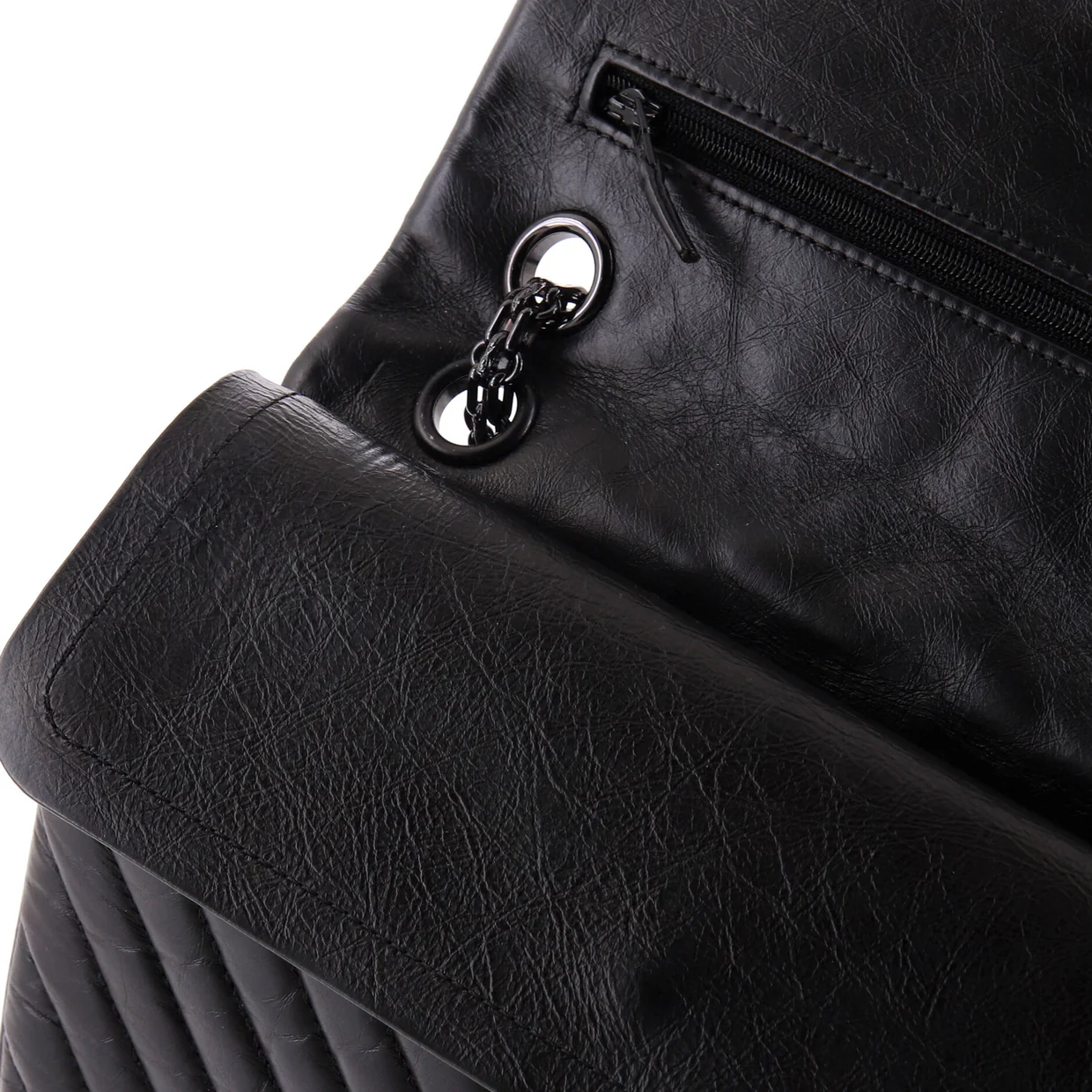 So Black Reissue 2.55 Flap Bag Chevron Aged Calfskin 225 - Deep Luxury