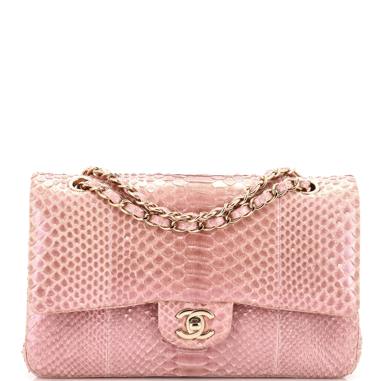 Classic Double Flap Bag Iridescent Python Medium - Deep Luxury