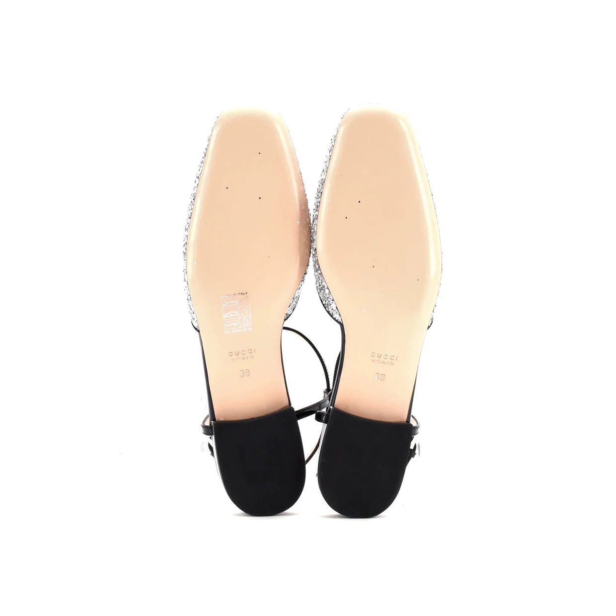 Women's GG Slingback Flats Glitter and Patent - Deep Luxury