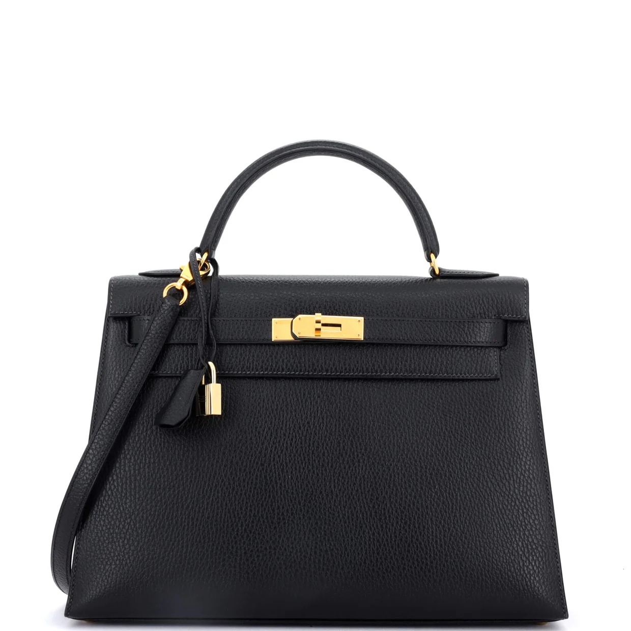 Kelly Handbag Noir Ardennes with Gold Hardware 32 - Deep Luxury