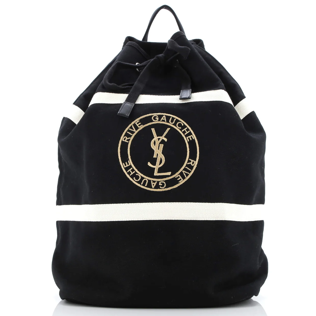 Rive Gauche Drawstring Sling Bag Embroidered Canvas - Deep Luxury