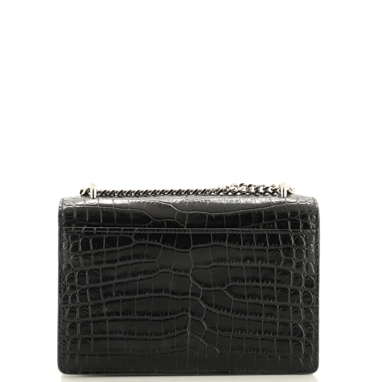 Sunset Chain Wallet Crocodile Embossed Leather - Deep Luxury