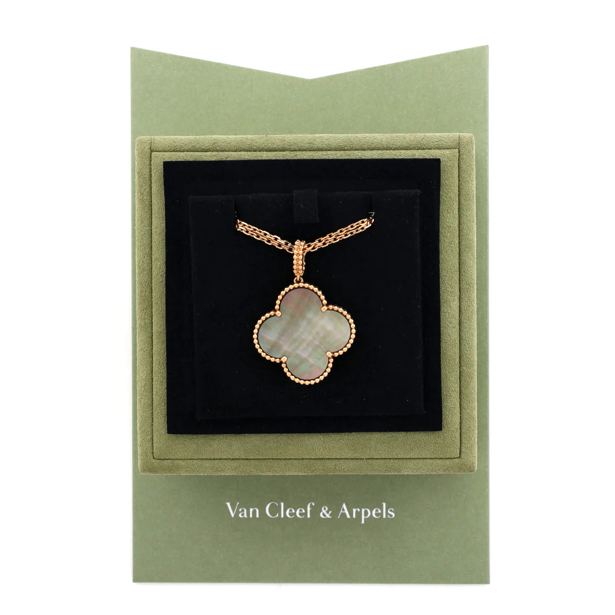 Magic Alhambra Pendant Long Necklace 18K Rose Gold and Grey Mother of Pearl - Deep Luxury