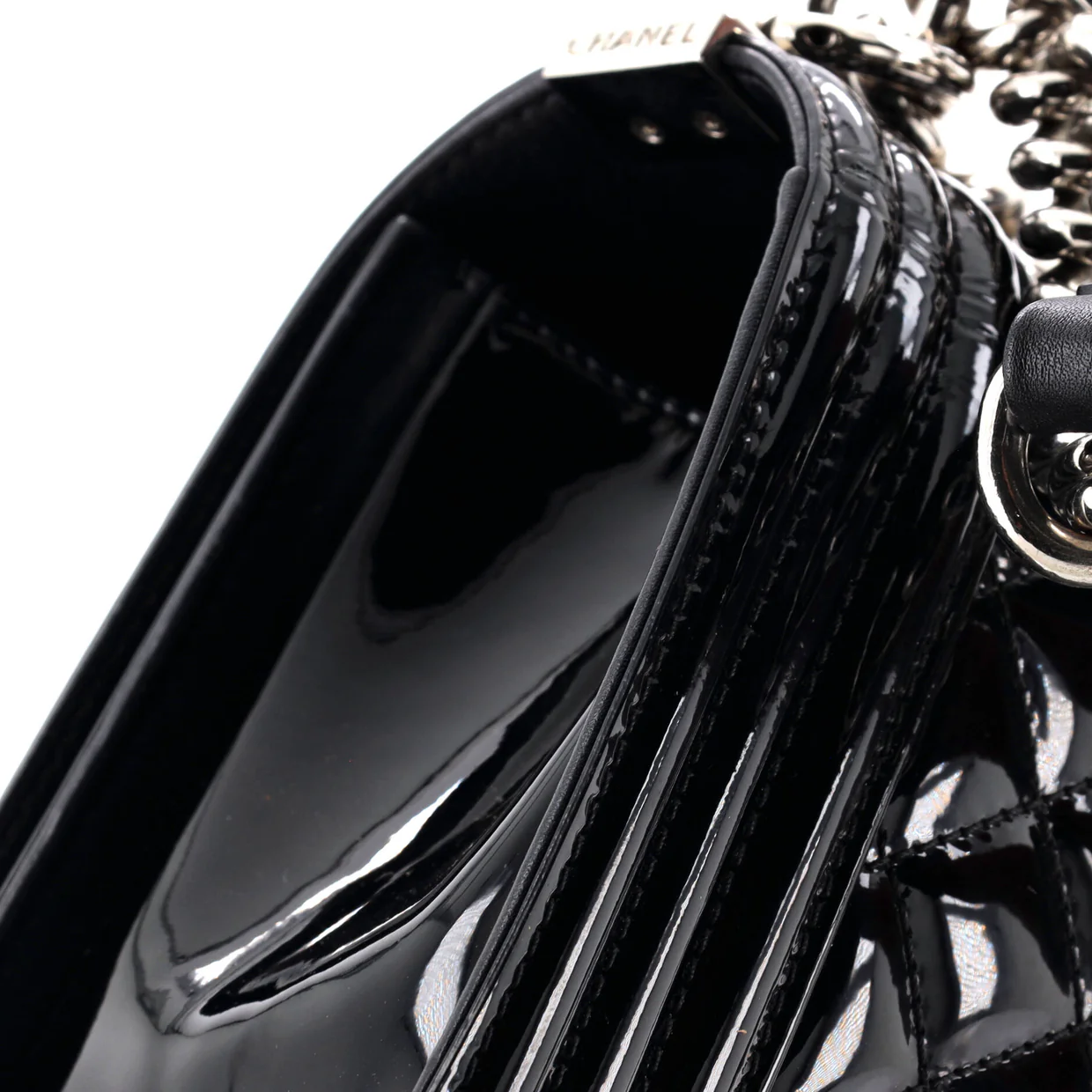 Boy Flap Bag Quilted Plexiglass Patent Old Medium - Deep Luxury