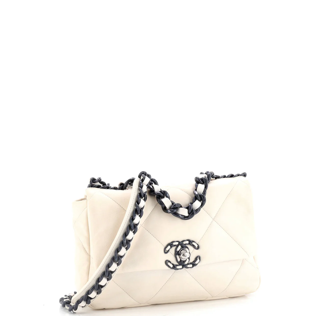 19 Flap Bag Quilted Glossy Calfskin Medium - Deep Luxury