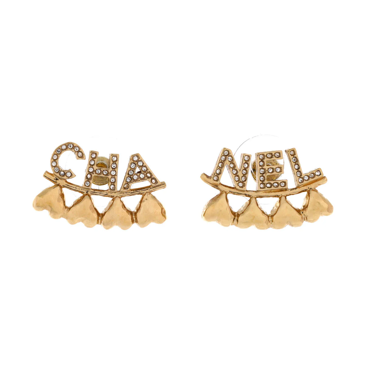 CHA-NEL Stud Earrings Metal with Crystals - Deep Luxury