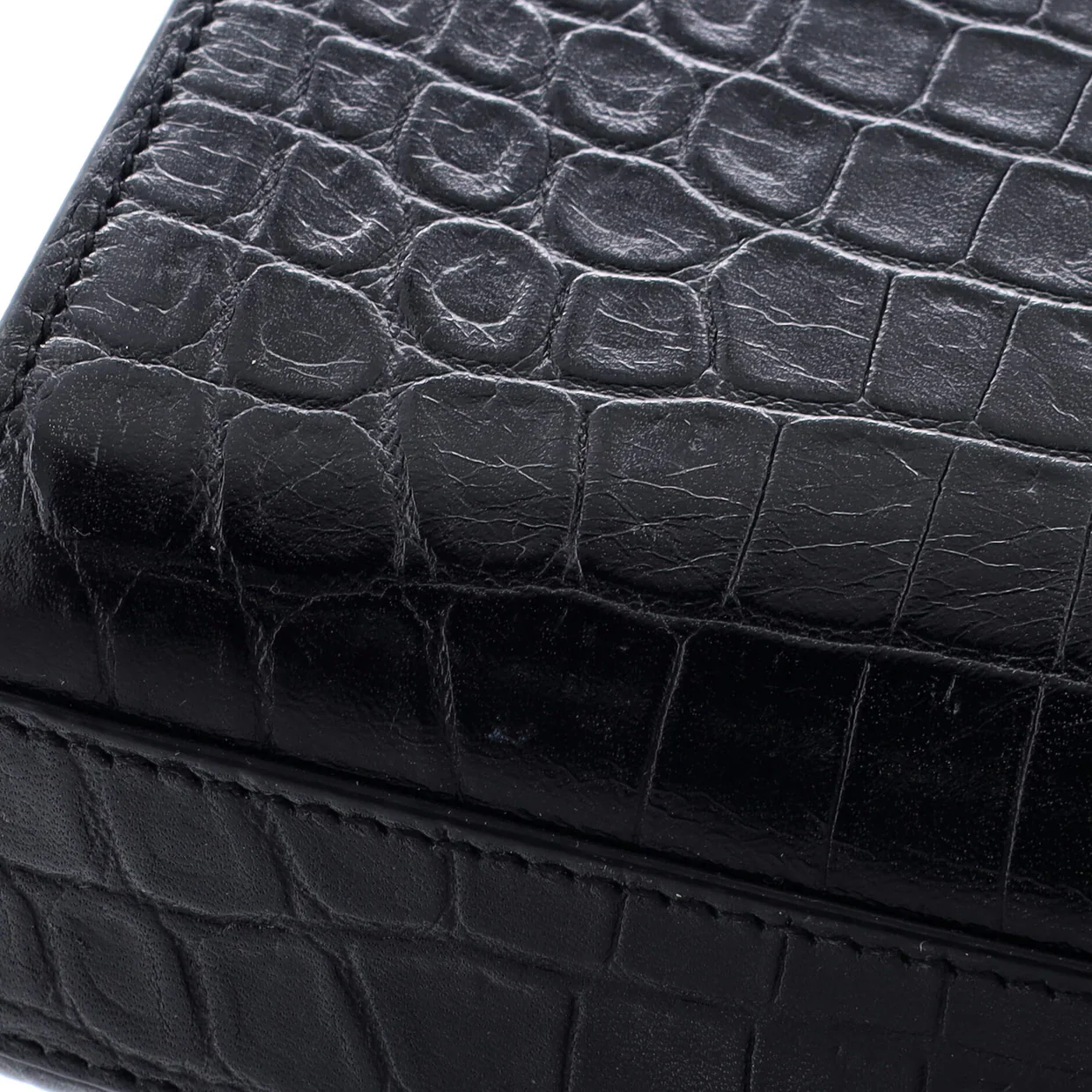 Classic Monogram Tassel Crossbody Bag Crocodile Embossed Leather Medium - Deep Luxury