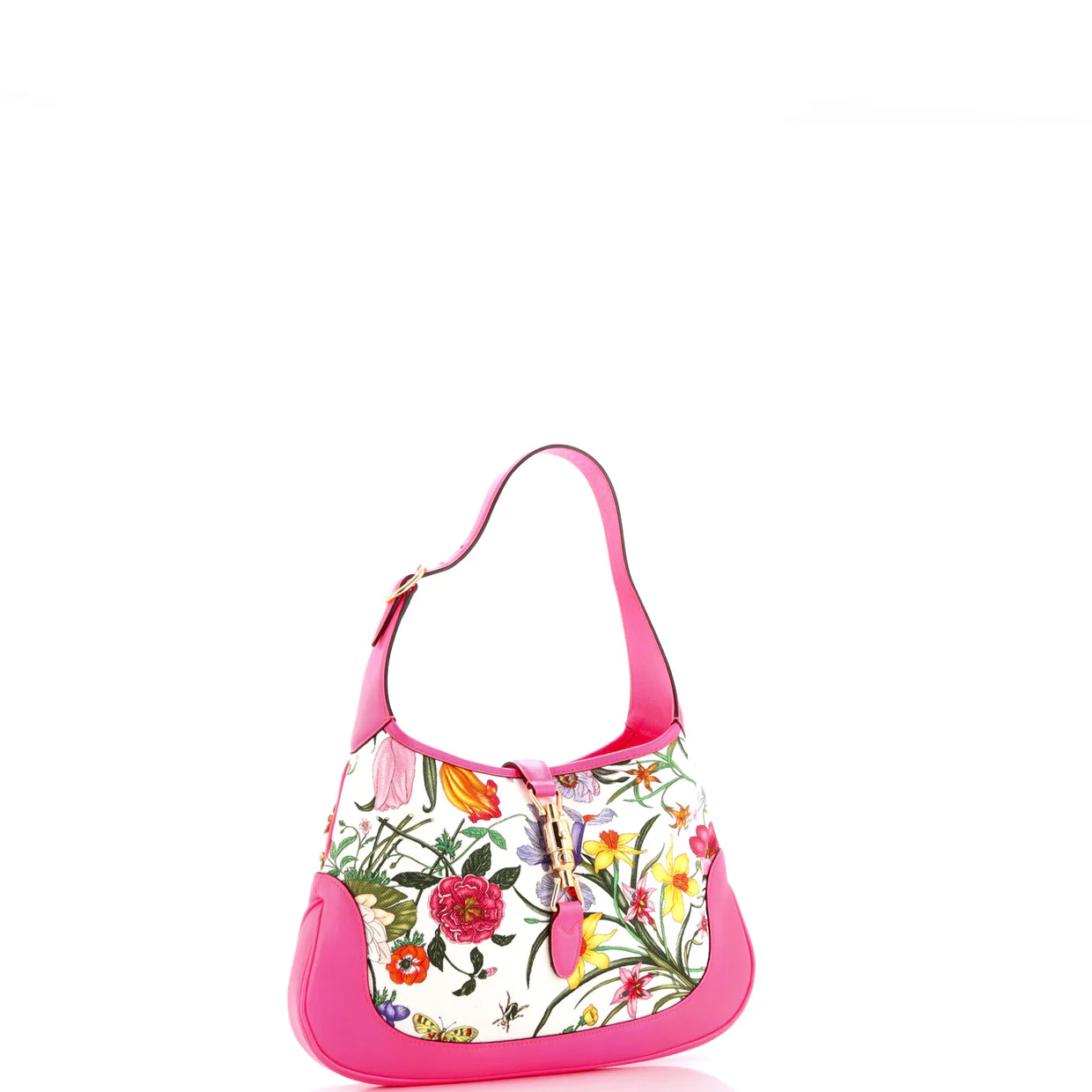 Jackie Hobo Flora Canvas with Leather Medium - Deep Luxury