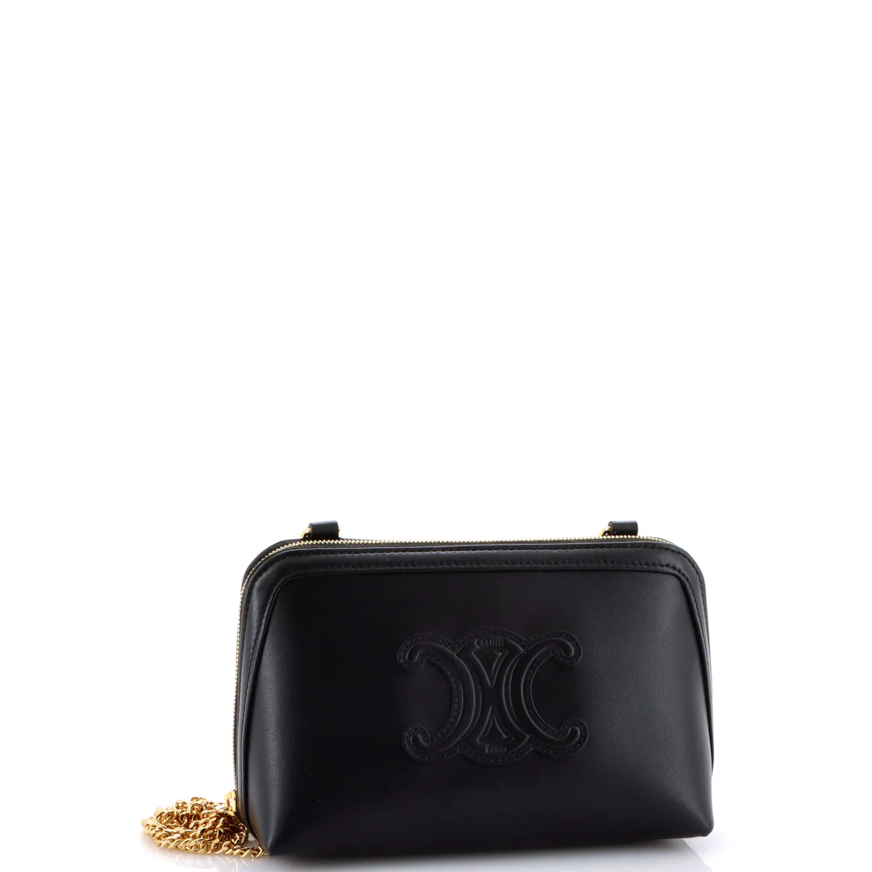 Cuir Triomphe Zip Around Chain Clutch Leather - Deep Luxury