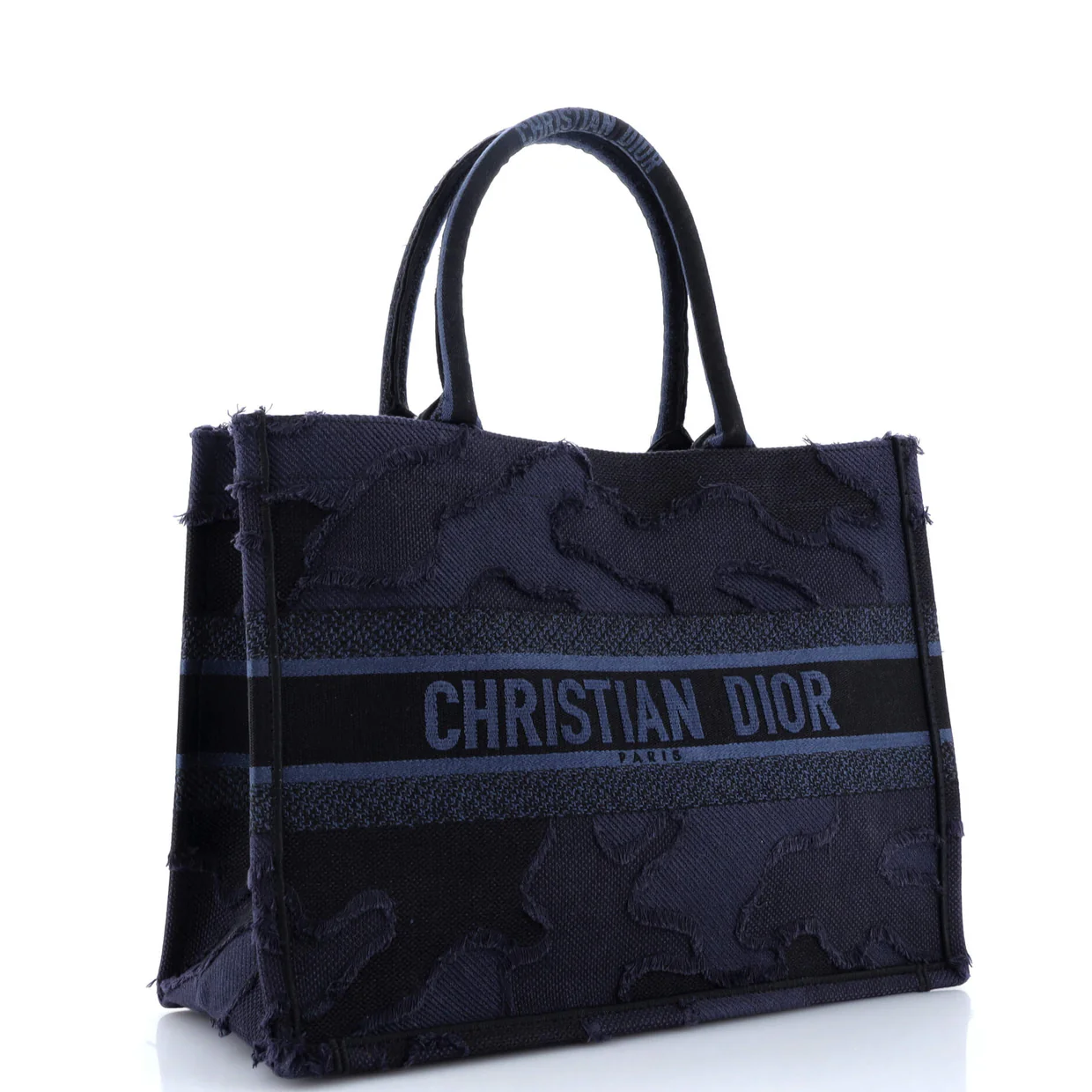 Book Tote Camouflage Embroidered Canvas Medium - Deep Luxury