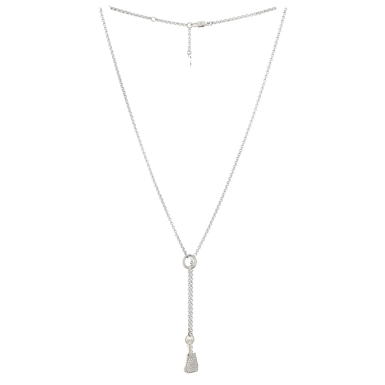 Kelly Clochette Pendant Necklace 18K White Gold with Diamonds Small - Deep Luxury
