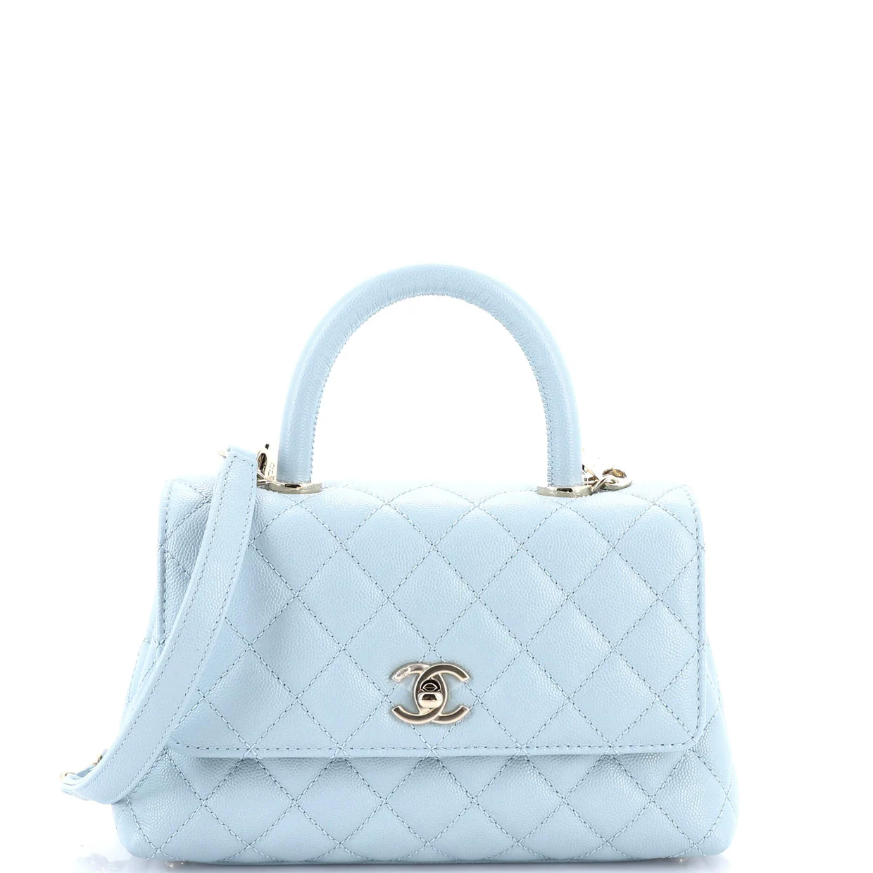 Coco Top Handle Bag Quilted Caviar Mini - Deep Luxury