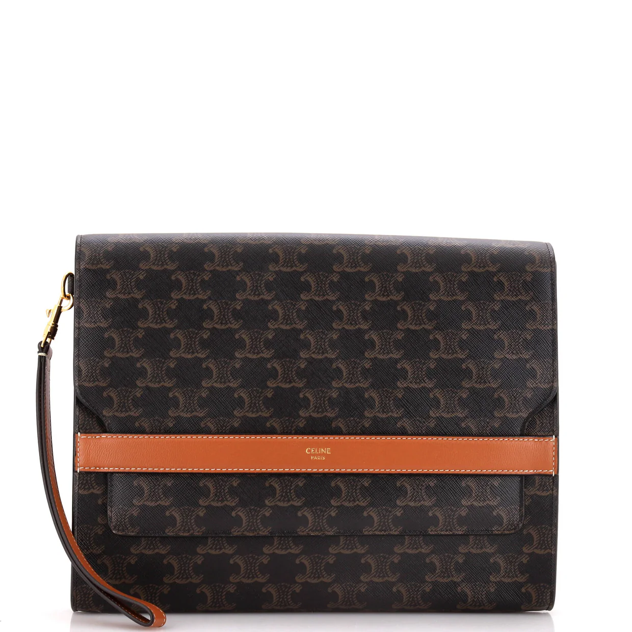 Flap Wristlet Pouch Triomphe Coated Canvas - Deep Luxury