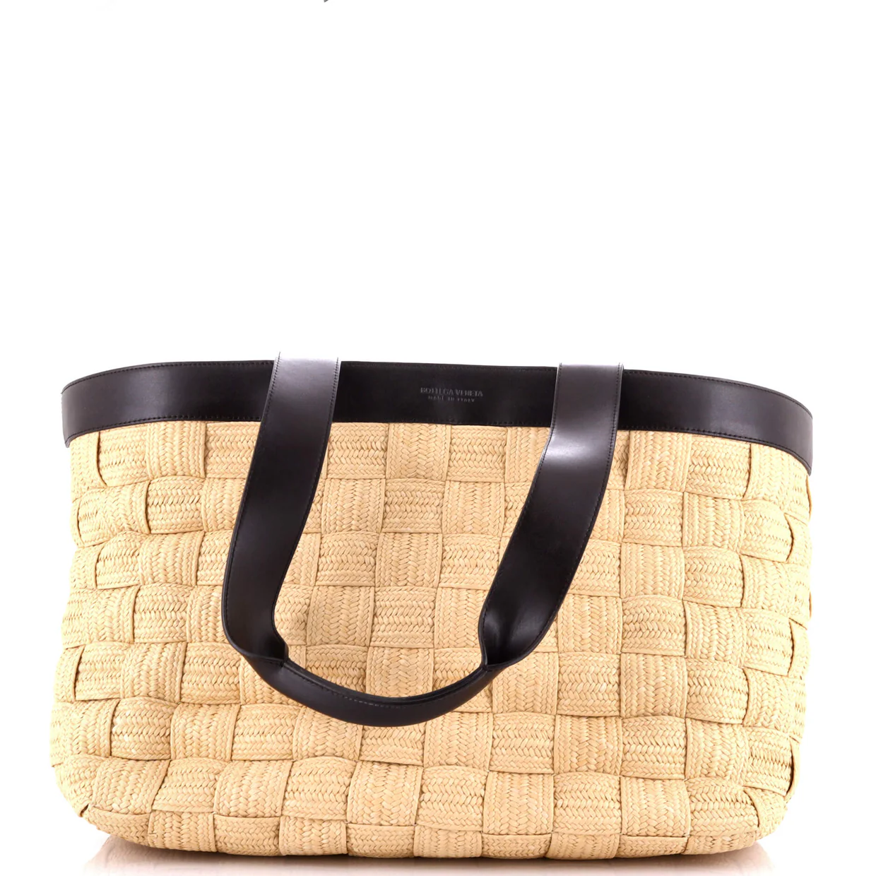 Cassette Tote Woven Raffia and Leather Large - Deep Luxury