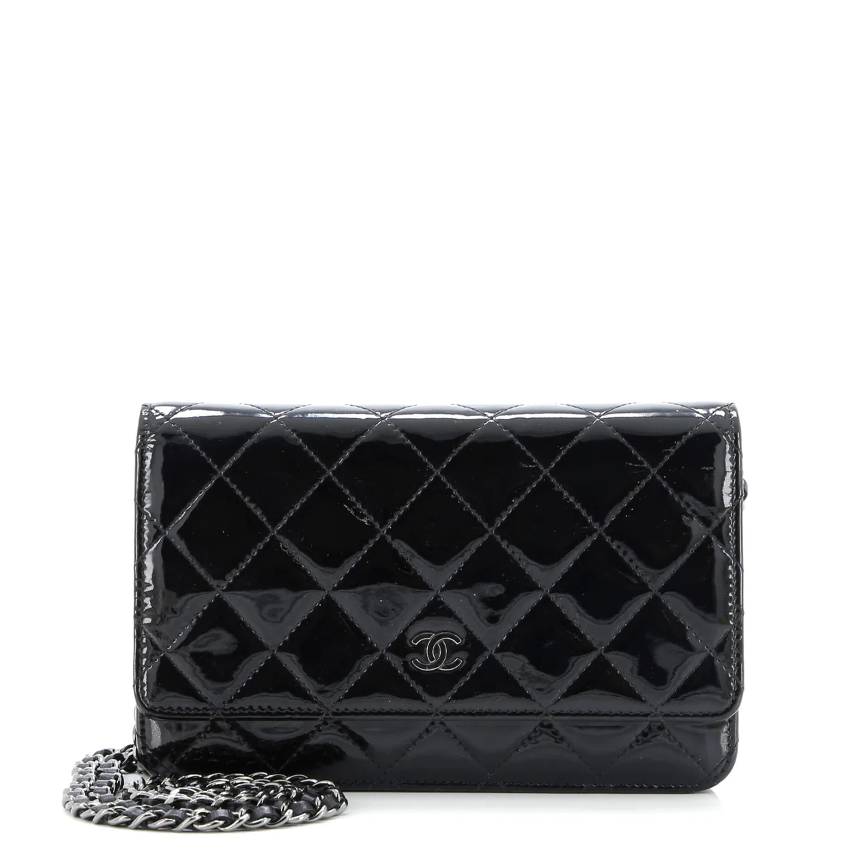 Wallet on Chain Quilted Patent - Deep Luxury