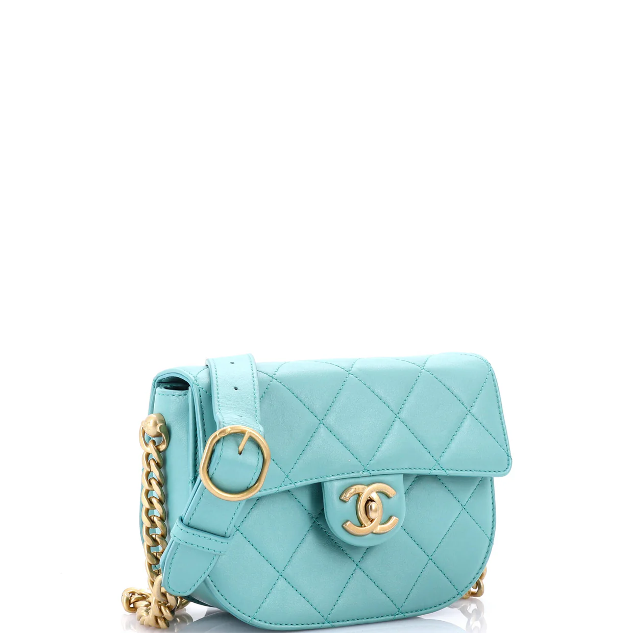 Moon Flap Messenger Bag Quilted Calfskin Mini - Deep Luxury