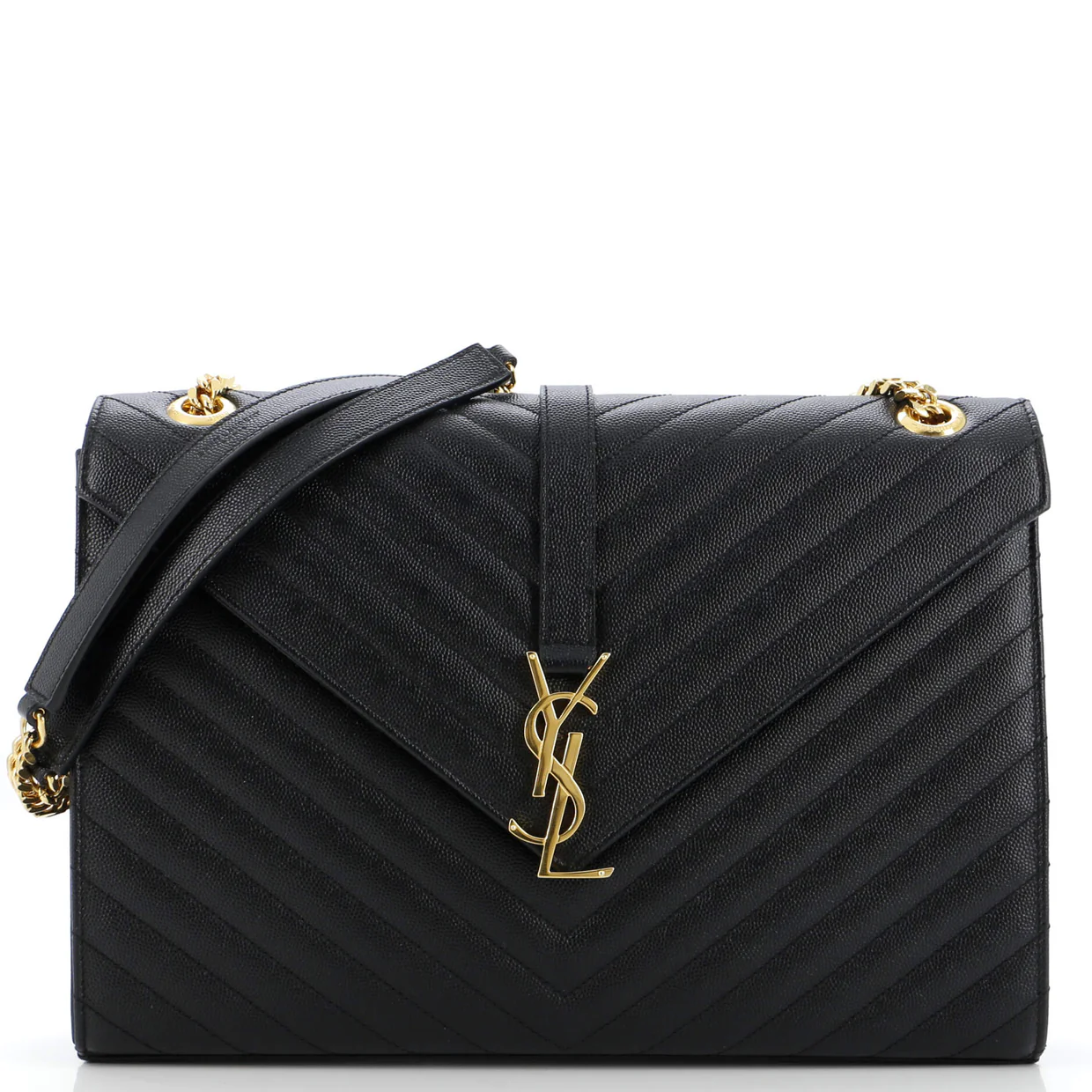 Classic Monogram Envelope Satchel Matelasse Chevron Leather Large - Deep Luxury