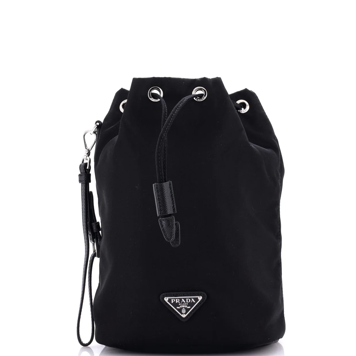 Drawstring Wristlet Bucket Bag Tessuto Small - Deep Luxury