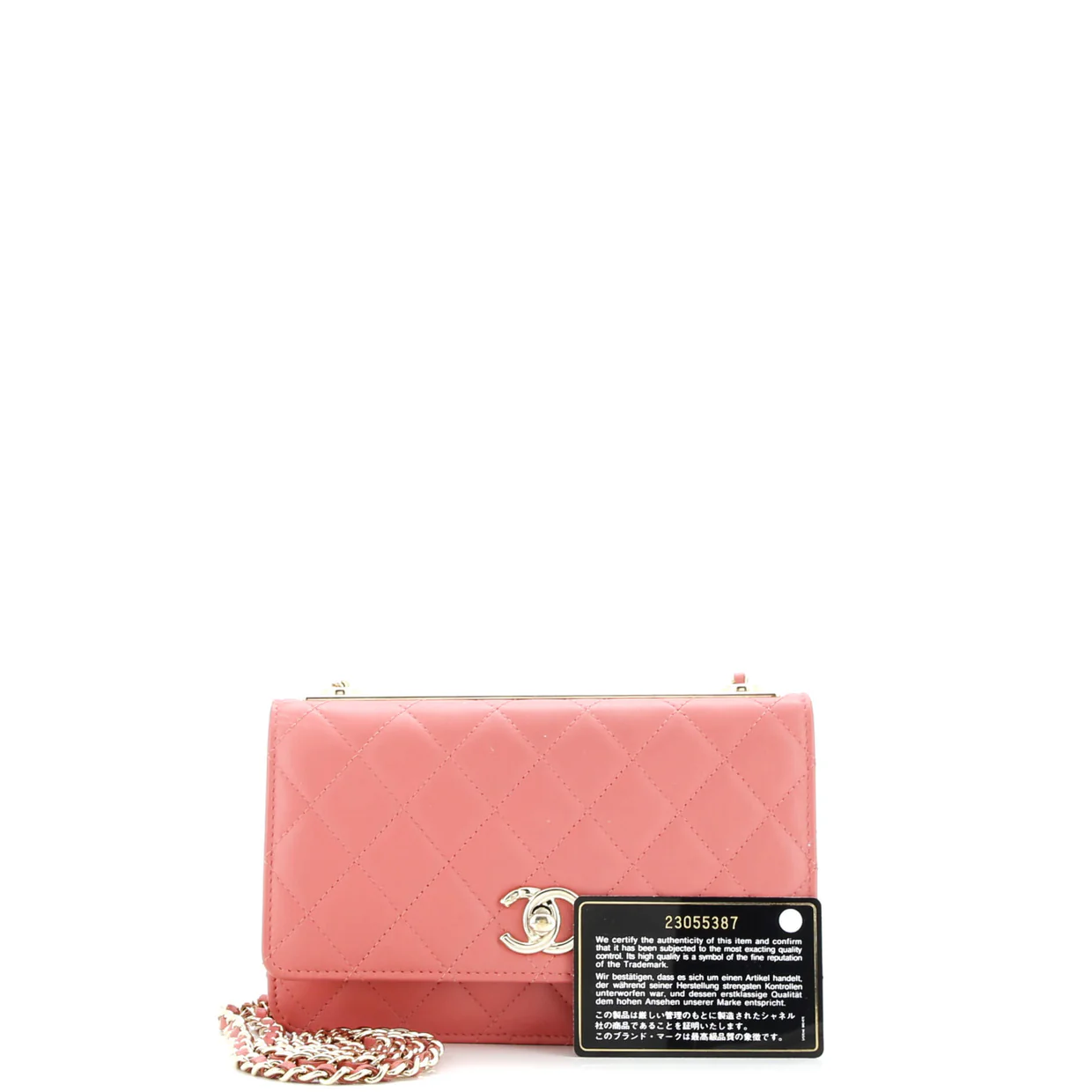 Trendy CC Wallet on Chain Quilted Lambskin - Deep Luxury