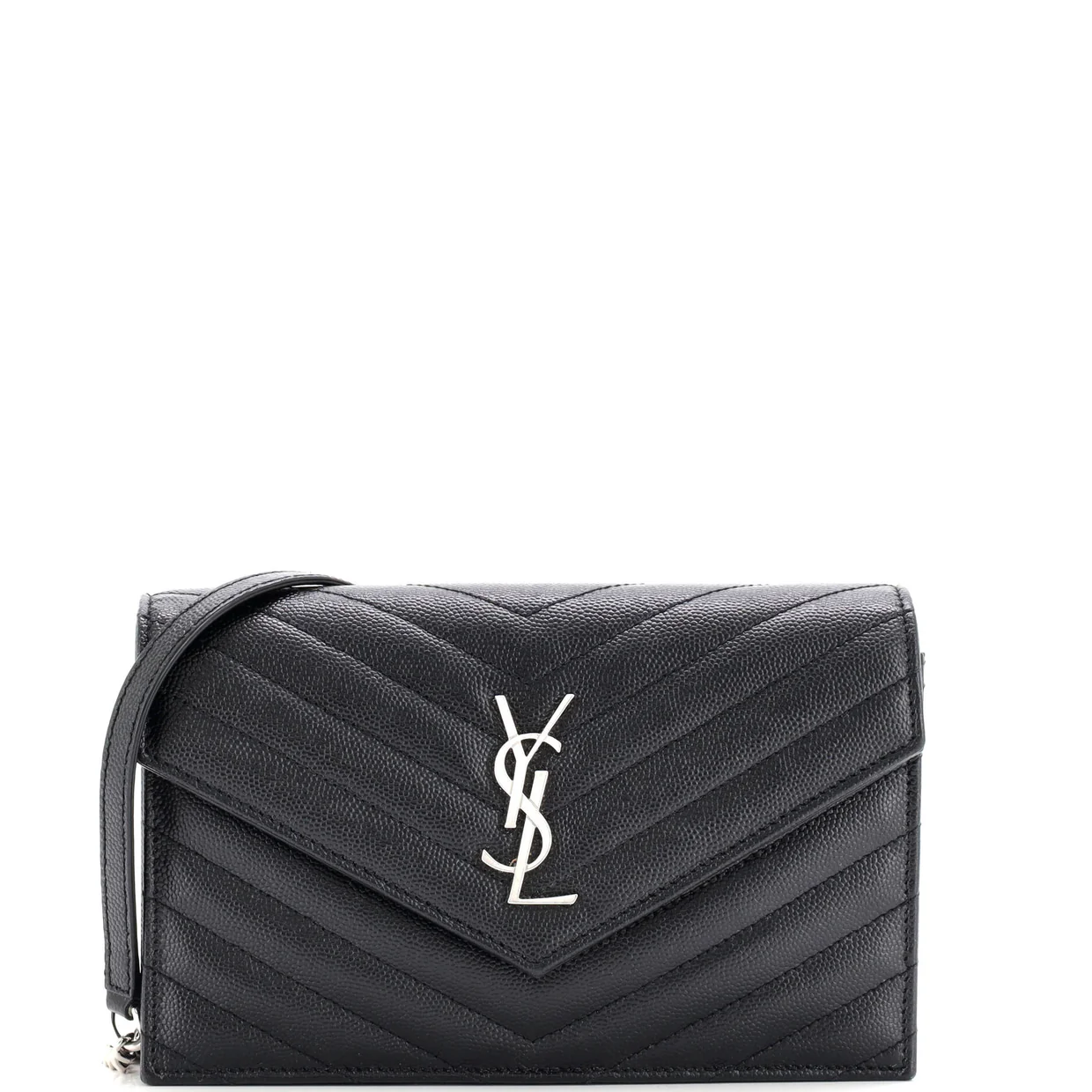 Classic Monogram Wallet on Chain Matelasse Chevron Leather Small - Deep Luxury
